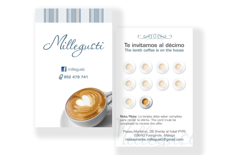 tarjeta promocional para cafe gratis
